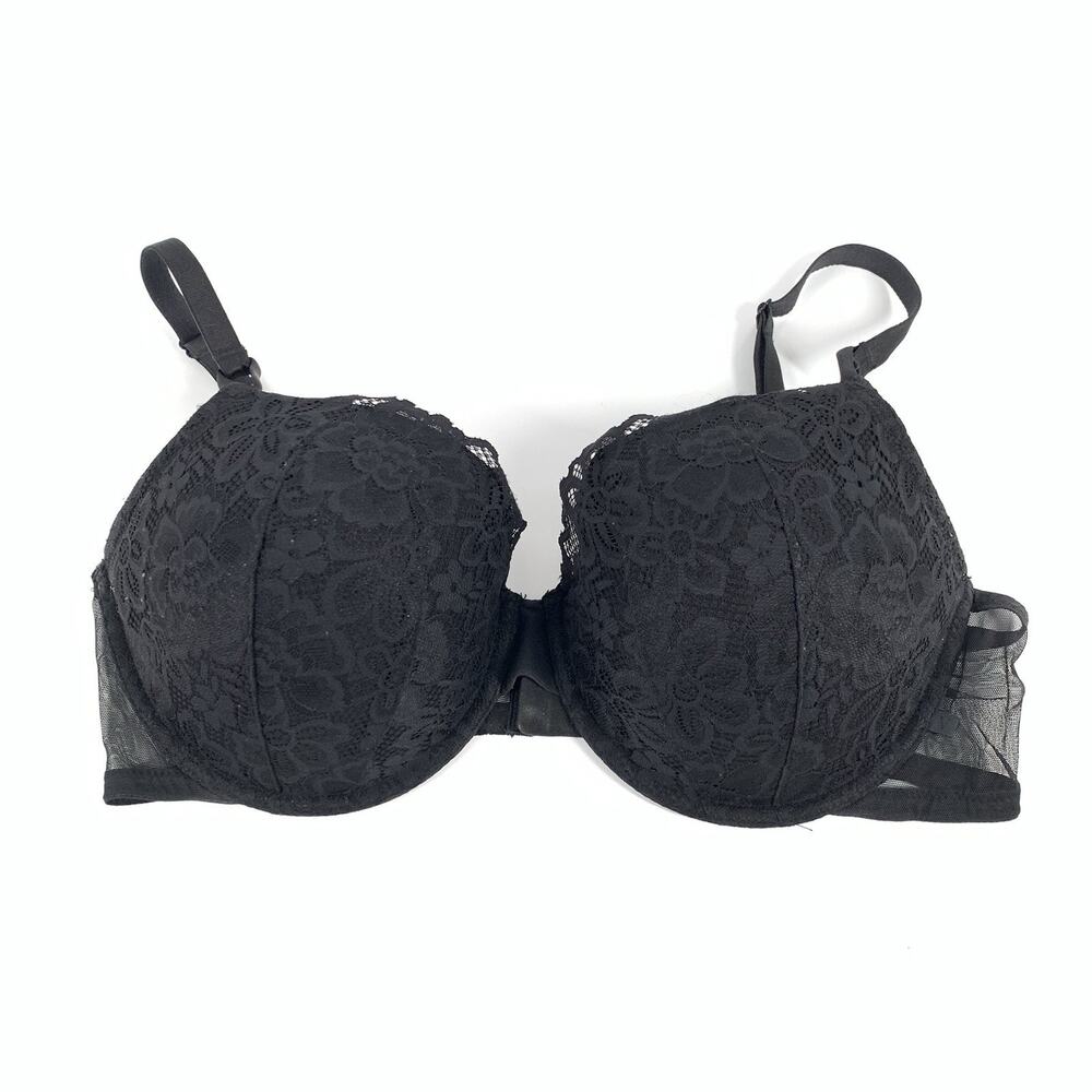 Victoria's Secret Full Lace Push Up Bra Size 40C Womens Solid Black Curvy Plus